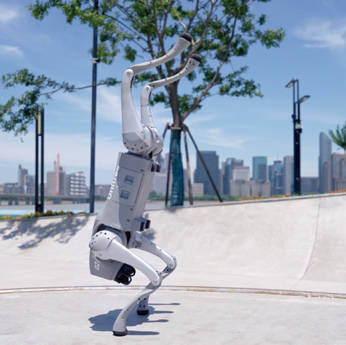 Robot Unitree Go2 Robot Unitree wykonujący flip