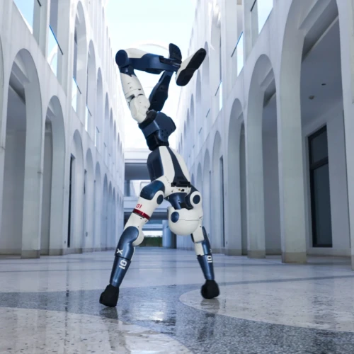 Humanoid R1 stojący na rękach